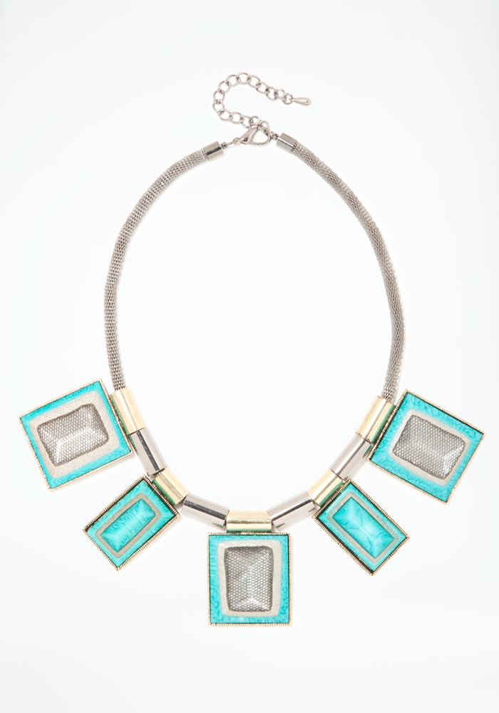 bebe Oversized Rectangular Stone Statement Necklace