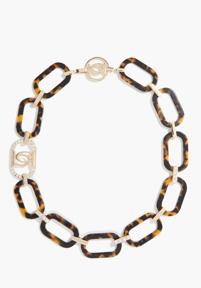 bebe Logo Tortoise Link Necklace