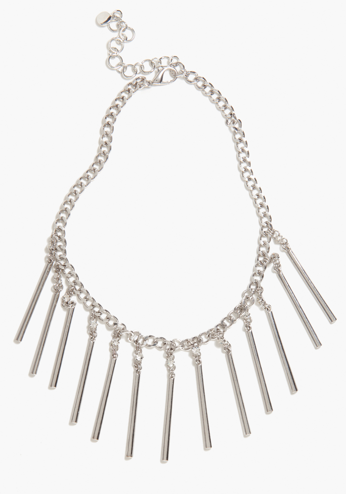 bebe Chain & Crystal Bar Statement Necklace