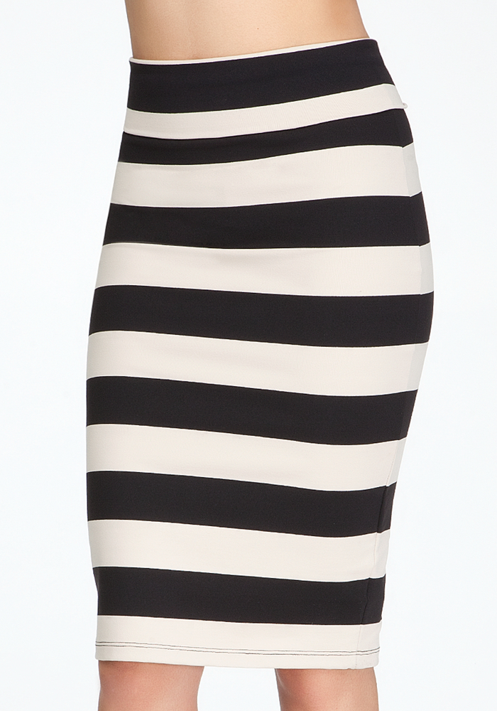 Wide Stripe Midi Skirt