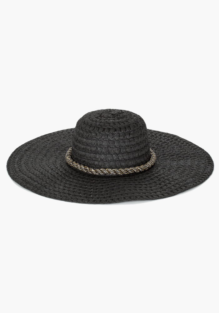 bebe Metallic Cord Trim Floppy Hat