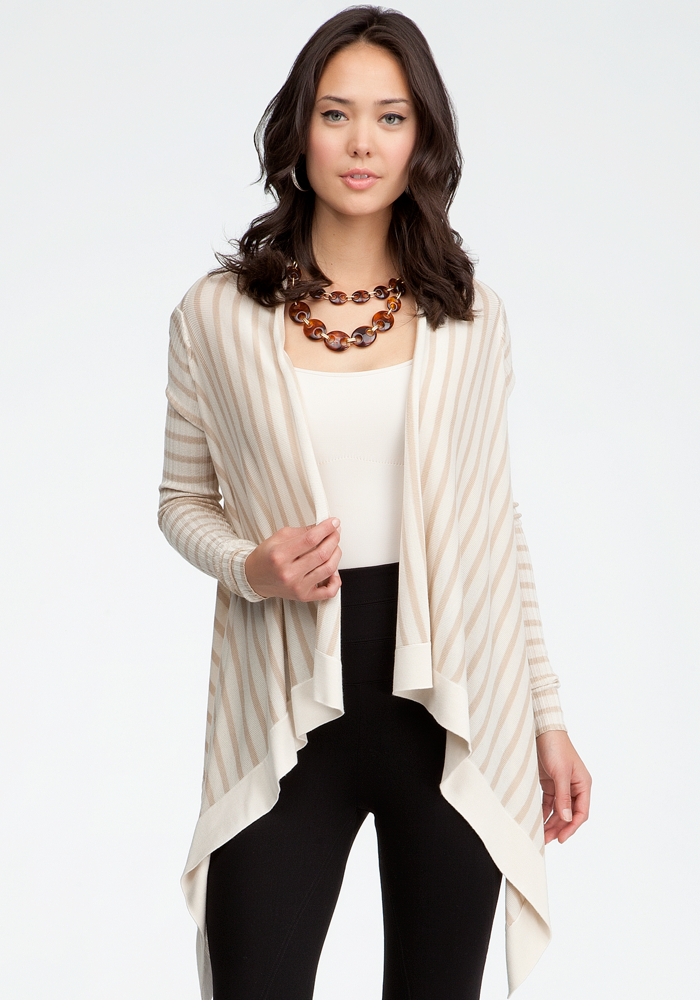 Crossover Drape Stripe Cardigan - ONLINE EXCLUSIVE at bebe