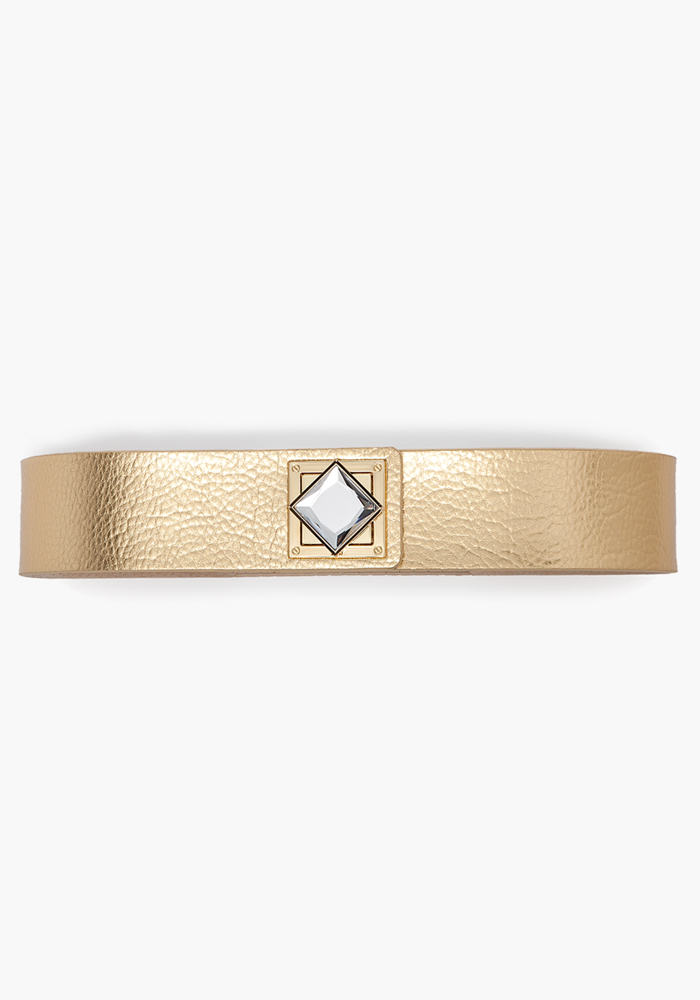 bebe Jewel Turnlock Metallic Belt