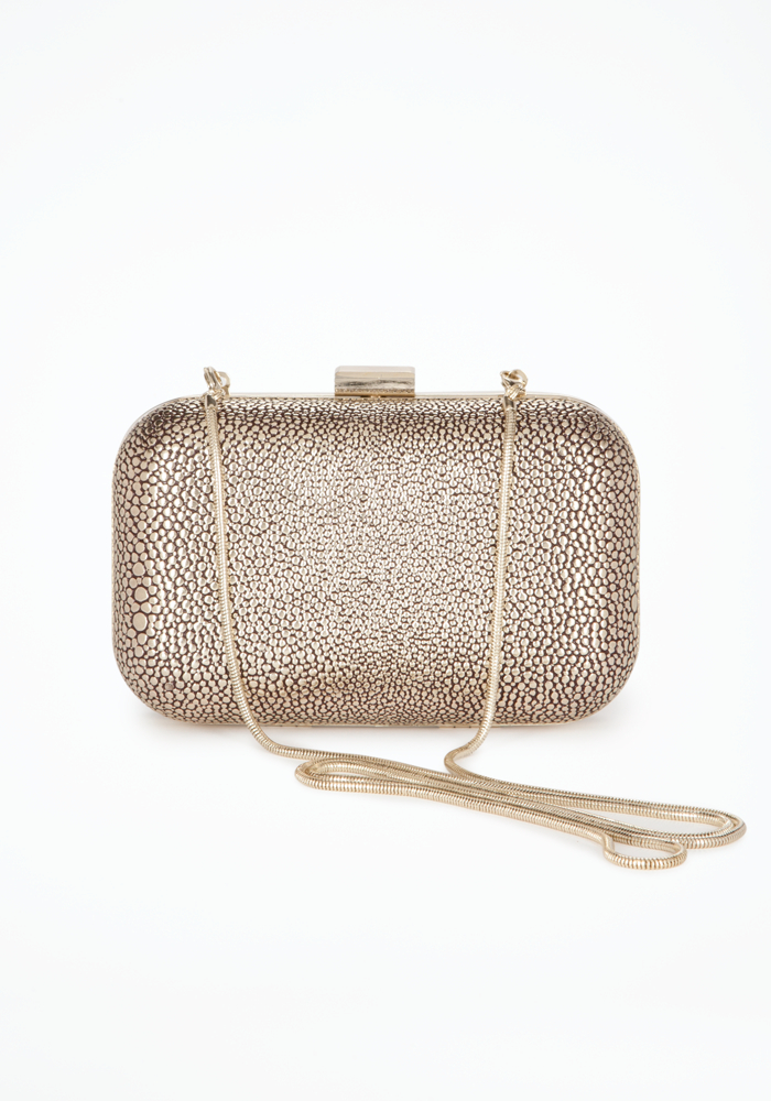 Pebbled Metallic Minaudiere