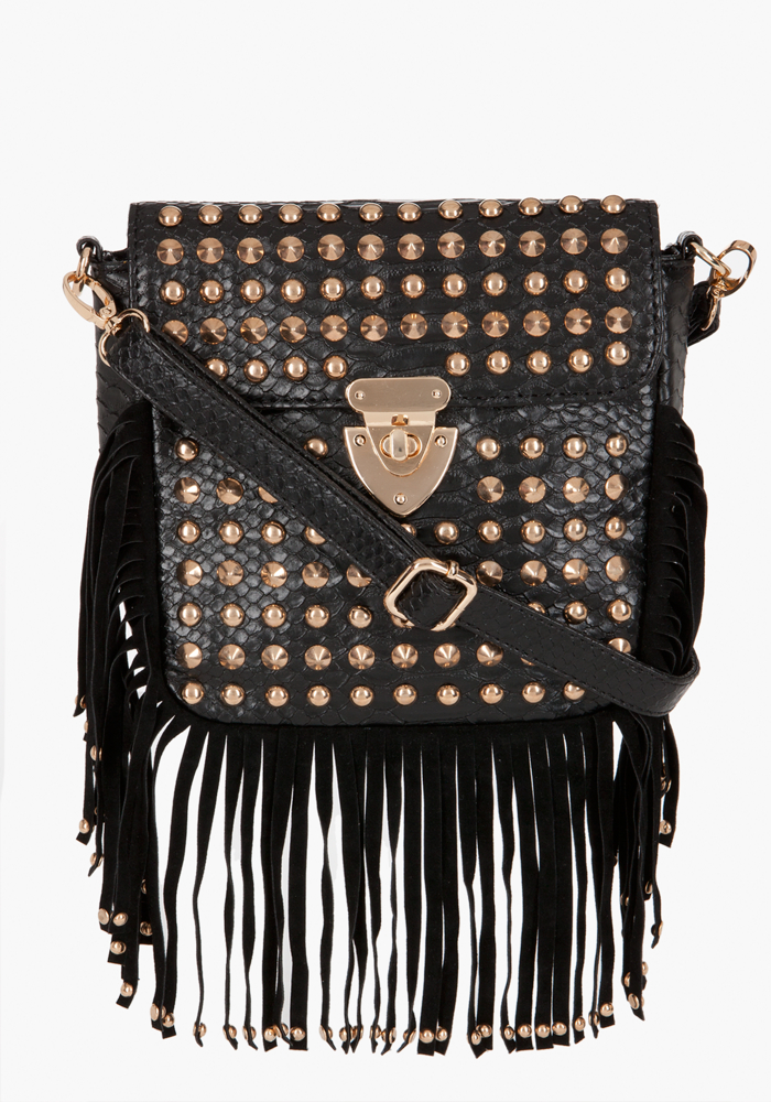 Stud & Fringe Crossbody Bag at bebe