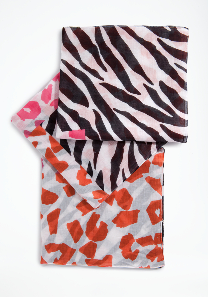 bebe Blocked Animal Print Scarf