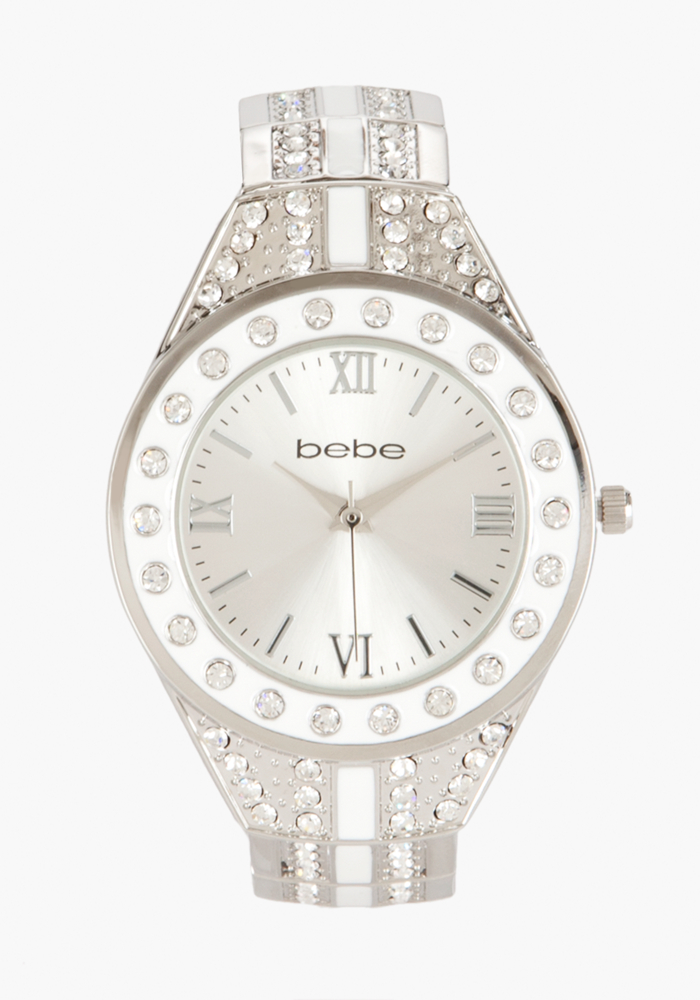 bebe Rhinestone Enamel Watch