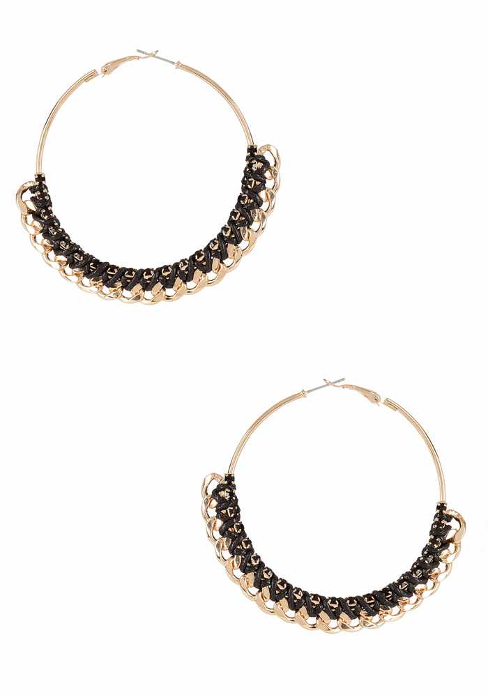bebe Wrap Chainlink Hoop Earring
