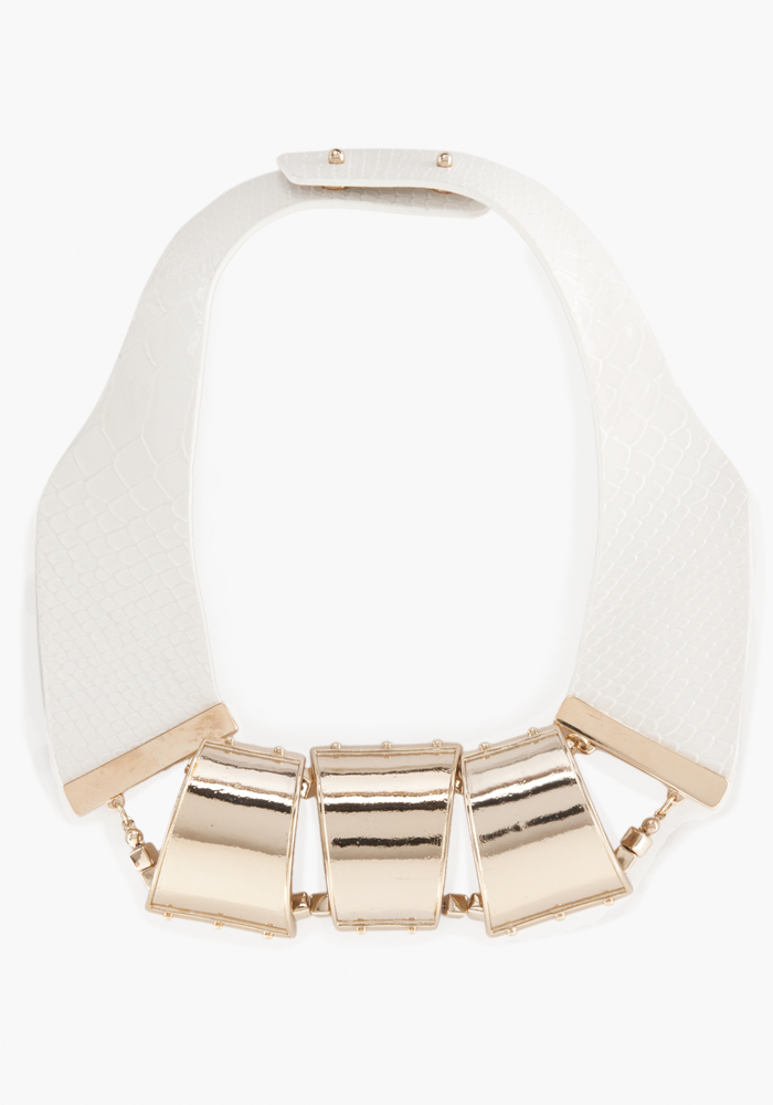 bebe Faux Leather & Metal Necklace