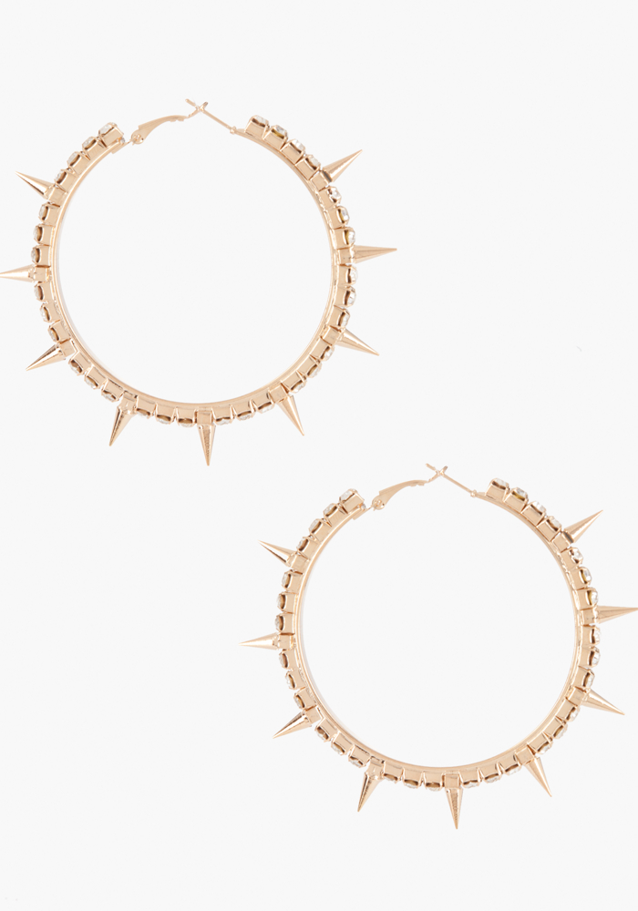 bebe Crystal & Spike Hoop Earring