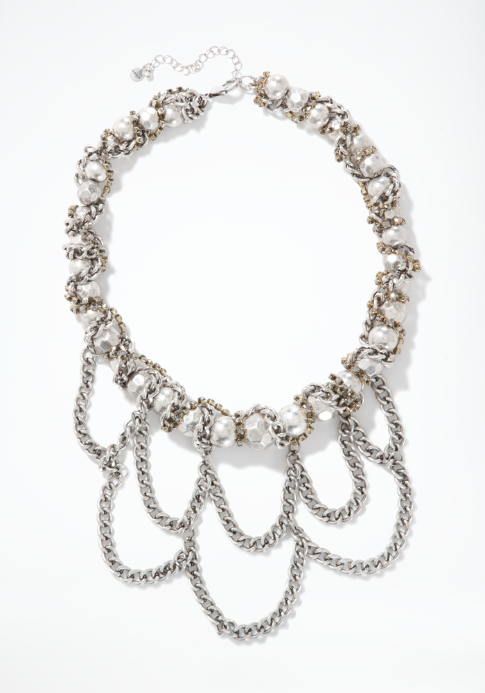 bebe Woven & Draped Chainlink Necklace