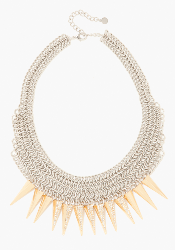 bebe Mesh & Spike Statement Necklace