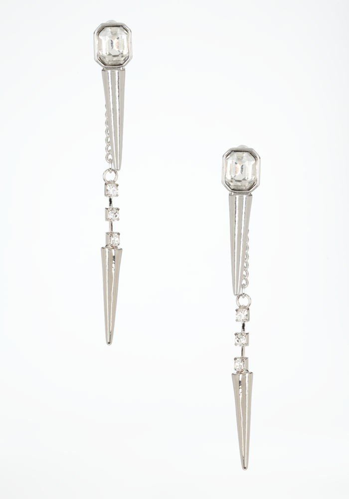 bebe Front to Back Stone & Spike Earring