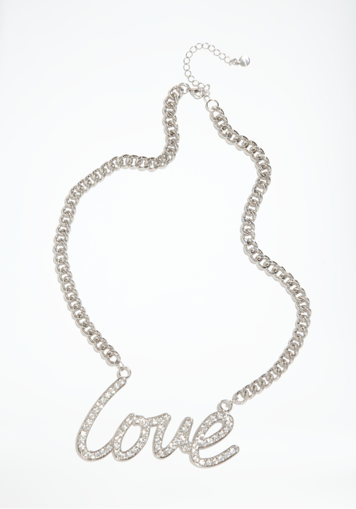 bebe Chainlink & Love Script Necklace