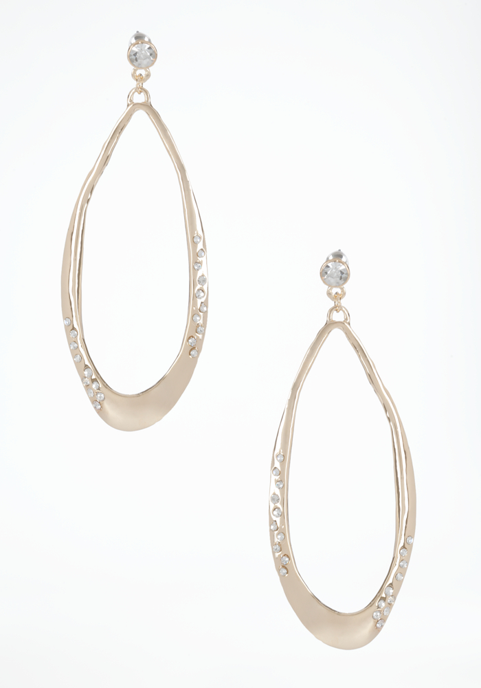 bebe Stone Oval Hoop Earrings