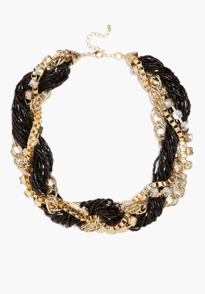 bebe Seed Bead & Chain Braided Necklace