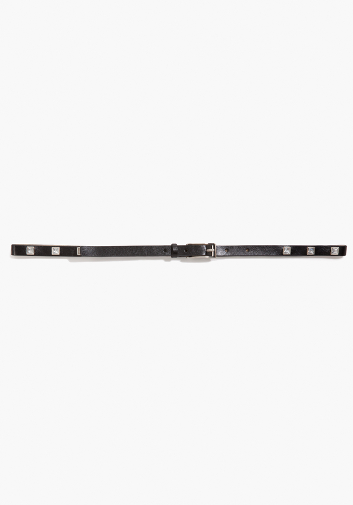 bebe Skinny Leather Rhinestone Belt