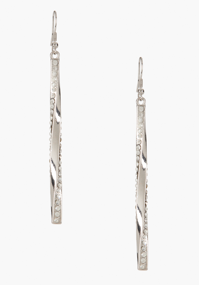 bebe Twisted Bar & Crystal Earrings