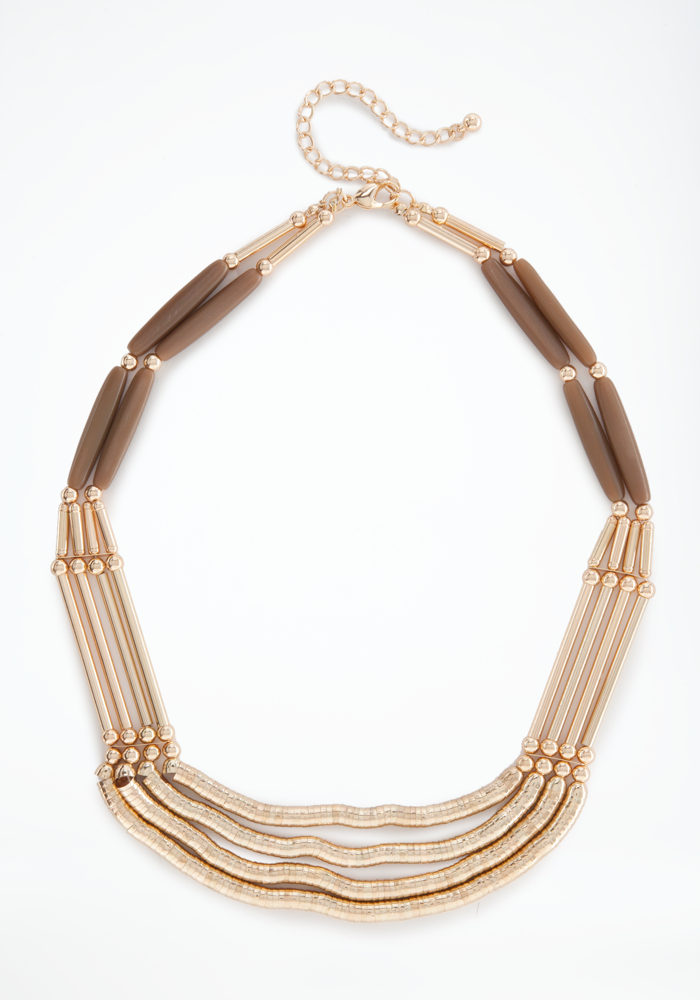 bebe Textured Metal Chain Necklace