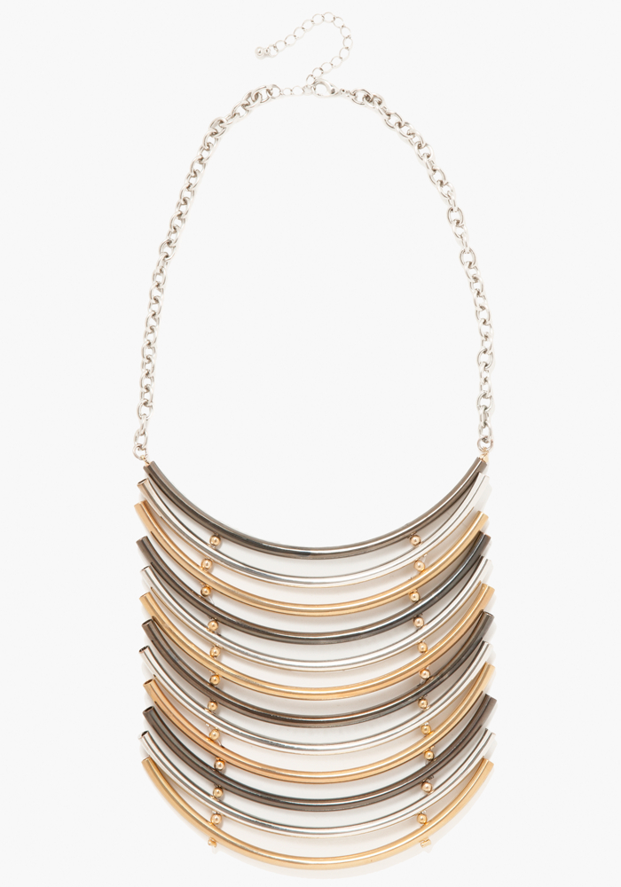 bebe Mixed Metal Bar Statement Necklace