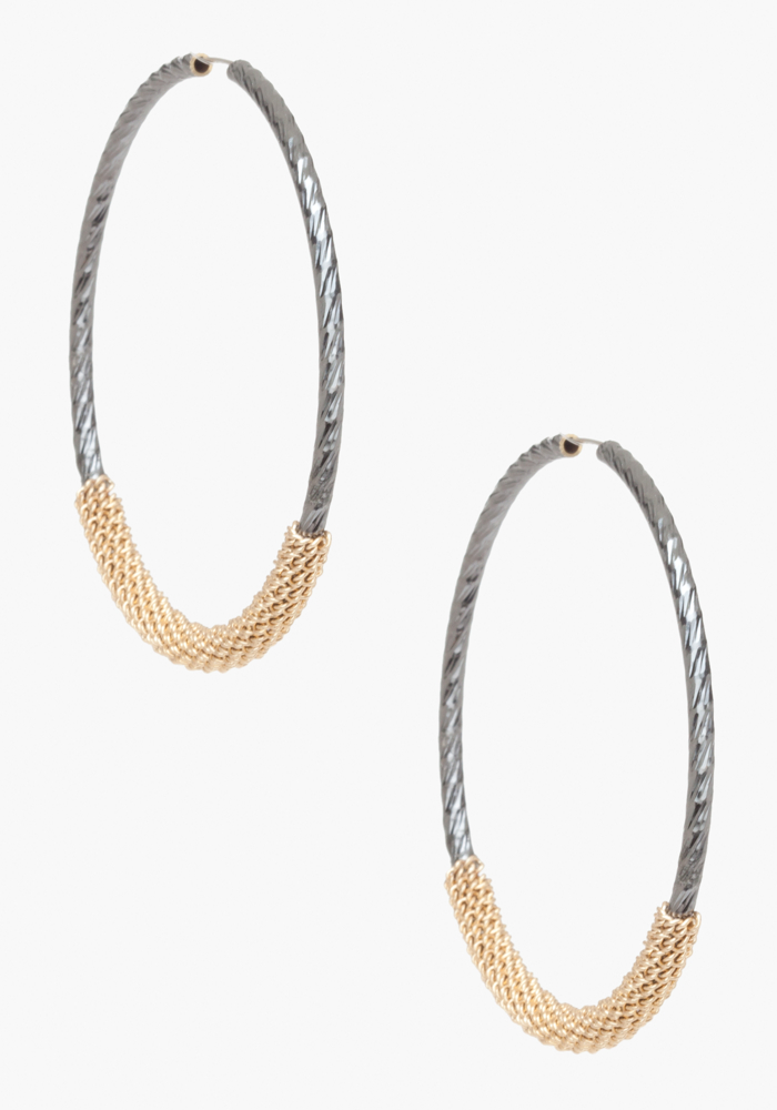 Wrapped Chain Hoop Earrings at bebe