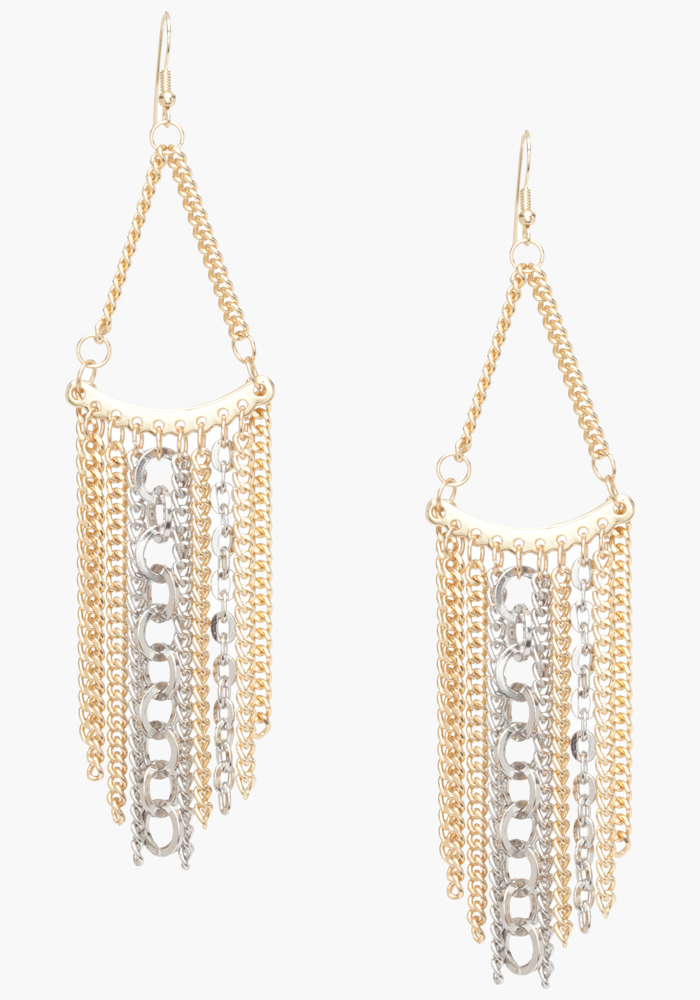 bebe Triangular Multi Chain Statement Earrings