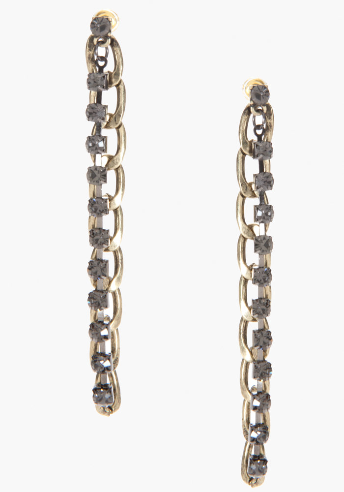 bebe Chainlink & Stone Linear Earrings
