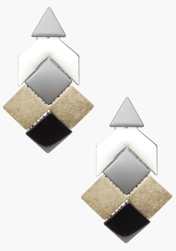 bebe Mixed Metal Geometric Statement Earrings