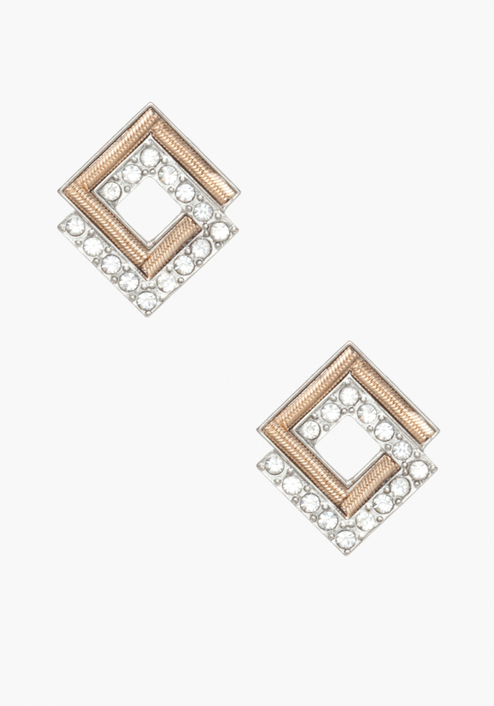 Square Crystal Stud Earrings at bebe