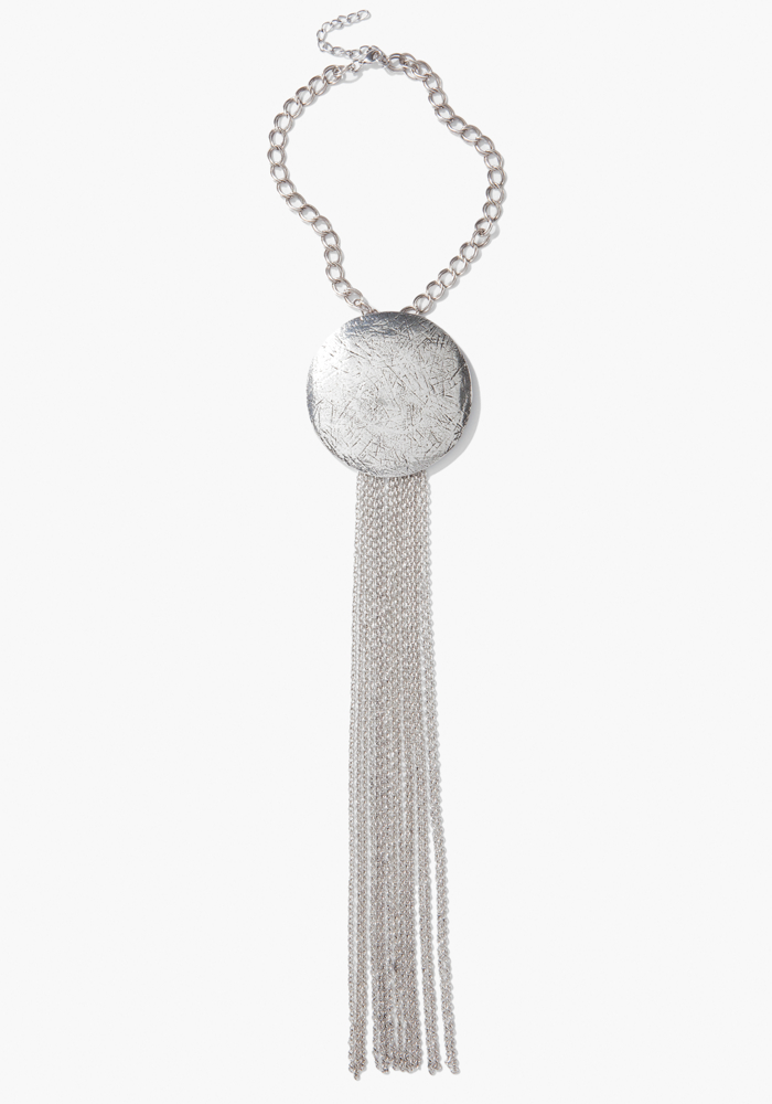 bebe Textured Disc & Chain Necklace