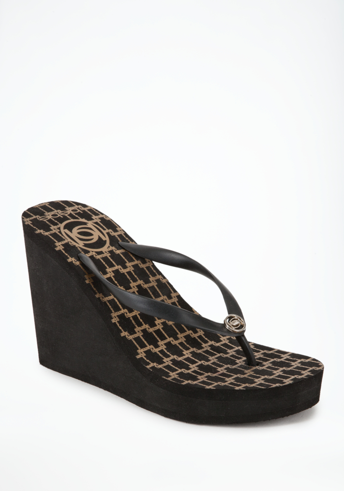 bebe Distressed Links High Flip Flop
