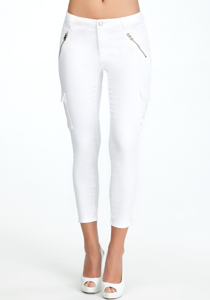 Zipper Cargo Skinny Jeans at bebe