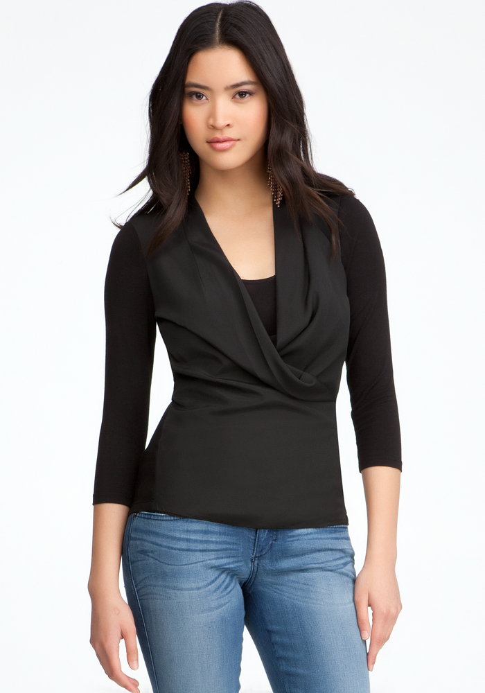 Contrast Drape Sleeve Top