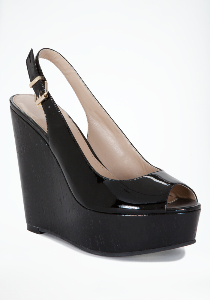 bebe Mallory Patent Leather Cork Wedge