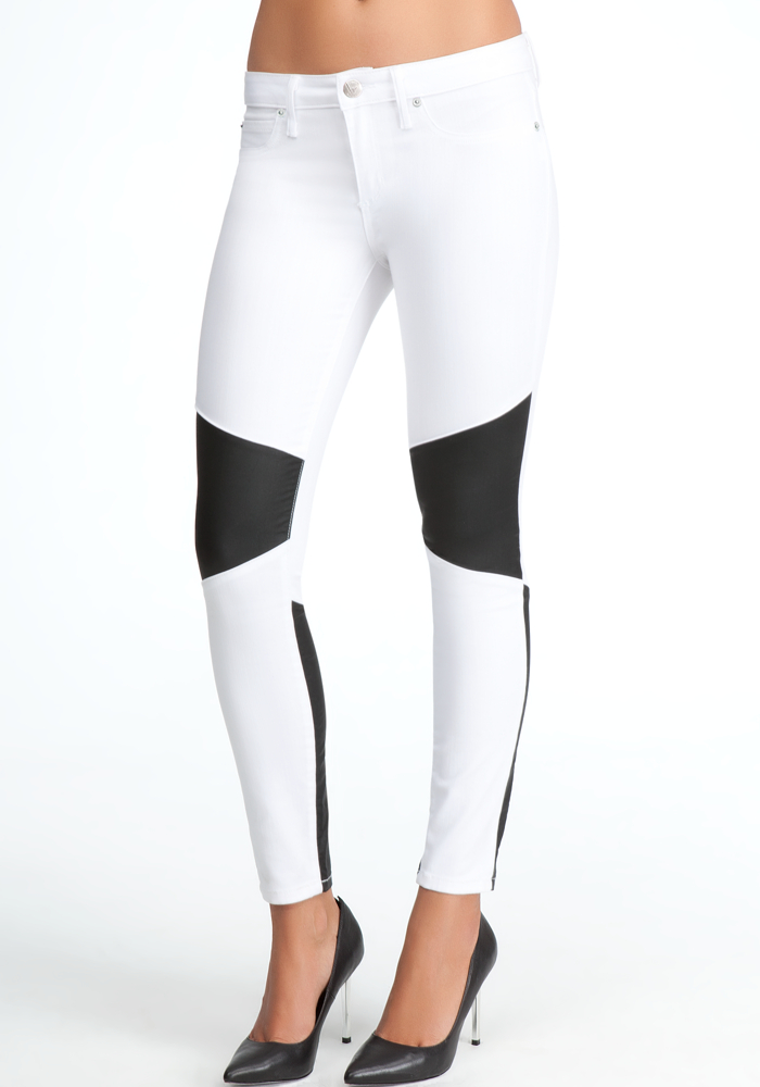 Jeather Inset Moto Skinny Jeans