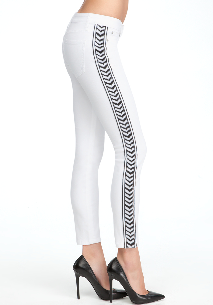 Embroidered Tux Ankle Skinny Jeans