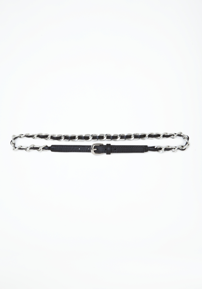 bebe Leather & Chain Link Belt
