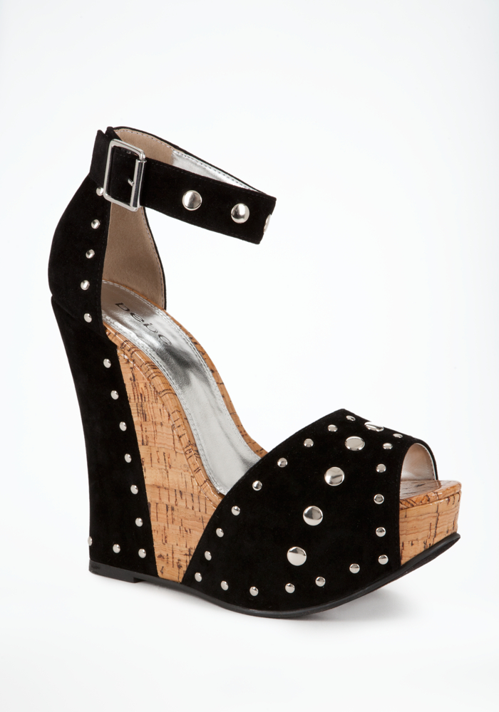 Imelda Studded Lacquered Cork Wedge - ONLINE EXCLUSIVE