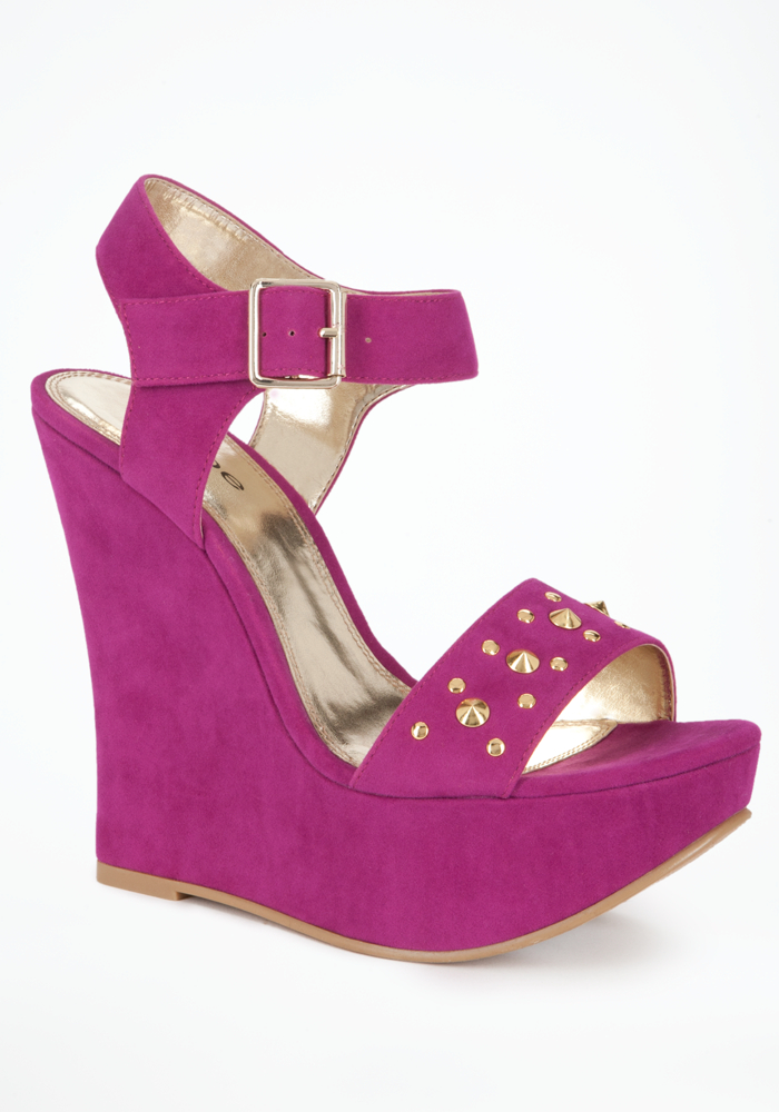 bebe Heather Self Wrap Studded Wedge - ONLINE EXCLUSIVE