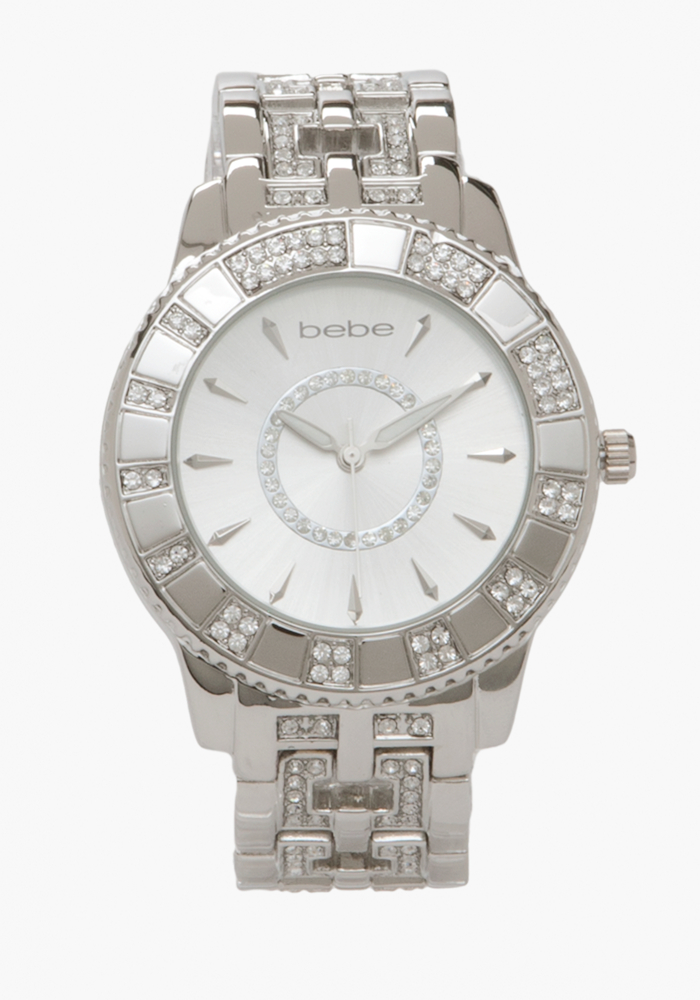 bebe Round Crystal Dial Watch