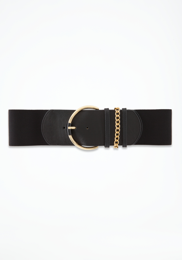 bebe Leather Chain Detail Belt