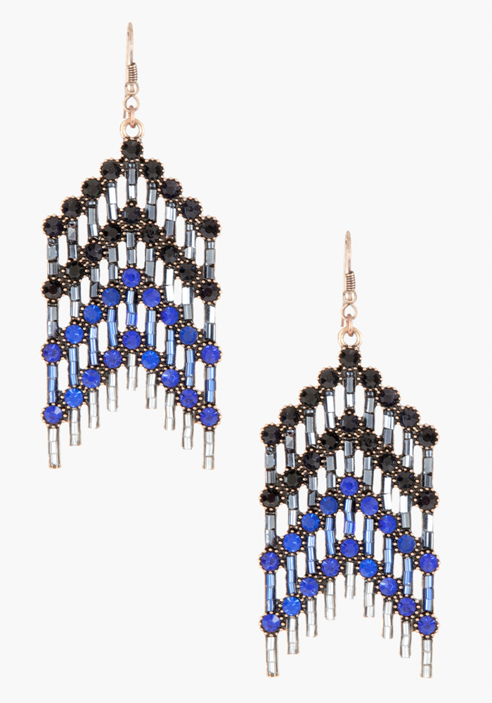 bebe Chevron Crystal Statement Earrings