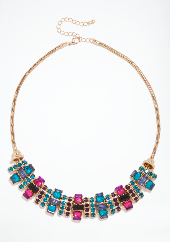 bebe Multicolor Faceted Stone Necklace