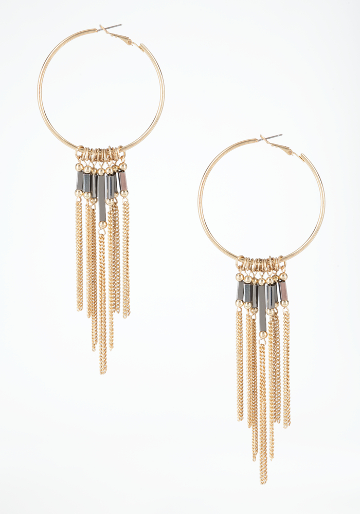 bebe Hoop & Fringe Earrings