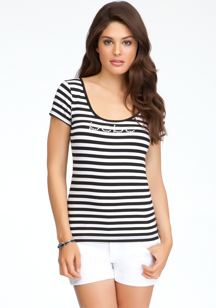 Logo Stripe Surplice Tee