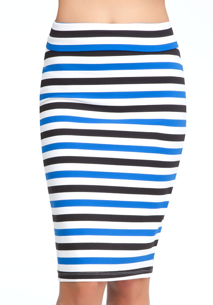 Tri Color Midi Knit Skirt