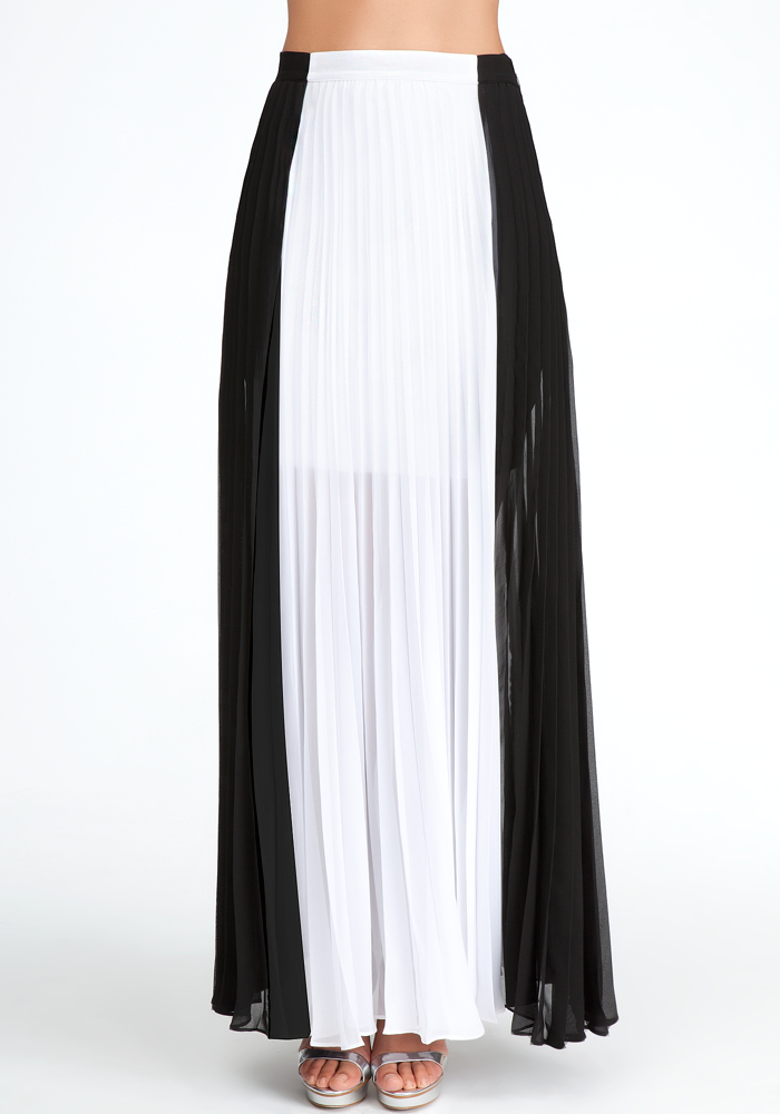 Pleated Colorblock Maxi Skirt