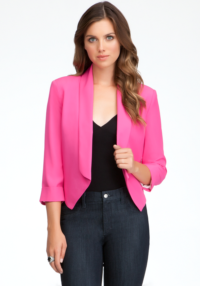 bebe Shawl Collar Crop Jacket