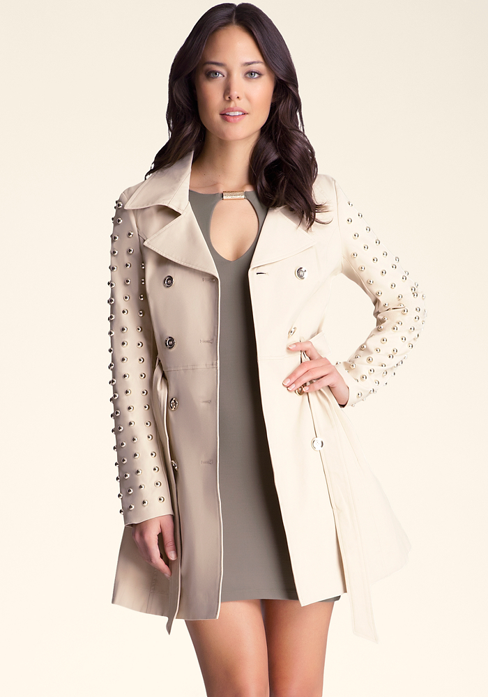 Studded Sleeve Flared Trench