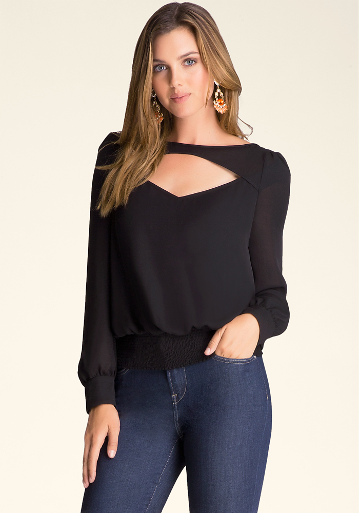 deep neck open chest blouse